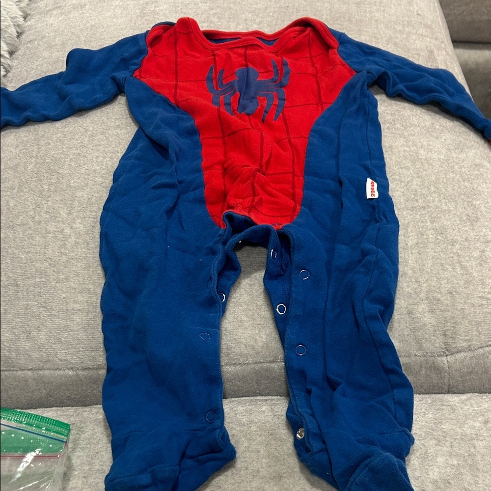 Blue and Red Kids One Piece Spiderman Costume - 12 months